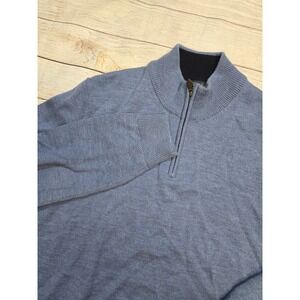 Brooks‎ Brothers Sweater Men's Size XL Merino Wool Quarter Zip Pullover Blue L/S